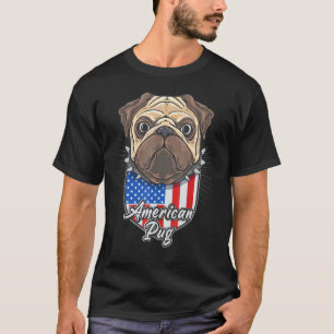Amerikanischer Mops 4. Juli Patriotische USA-Flagg T-Shirt
