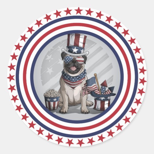 amerikanischer Mops Runder Aufkleber (Vorderseite)