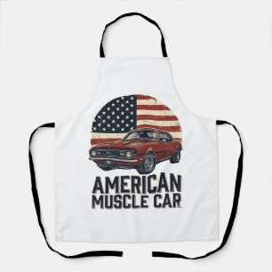Amerikanischer Muscle-Car-Vintage-Flag-Shirt-Entwu Schürze