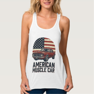 Amerikanischer Muscle-Car-Vintage-Flag-Shirt-Entwu Tank Top