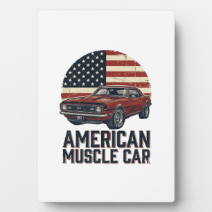 Amerikanischer Muscle-Car-Vintage-Flagge-Shirt-Des Fotoplatte