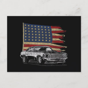 Amerikanischer Muscle Sports Car Muscle Car Flagge Feiertagspostkarte