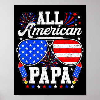 Amerikanischer Papa 4. Juli Sonnenbrille Familie Poster