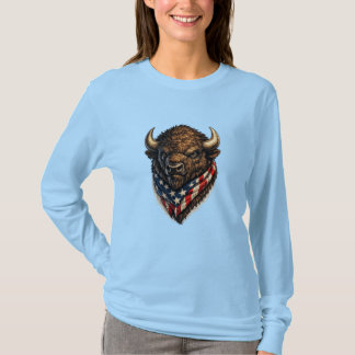 Amerikanischer Patriot Büffelkopf Grafik T-Shirt