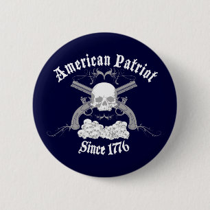 Amerikanischer Patriot-Schädel 1776 Button