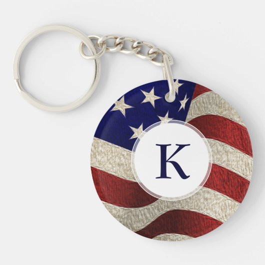 Amerikanischer Patriot-Vintage US Flagge US-Flagge Schlüsselanhänger (Vorderseite)