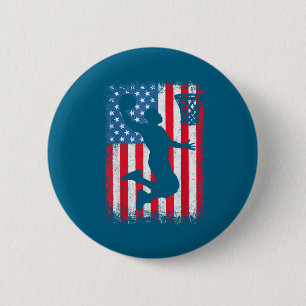 Amerikanischer Patriotischer Basketball 4. Juli US Button