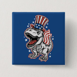 Amerikanischer patriotischer Dinosaurier Button