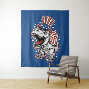 Amerikanischer patriotischer Dinosaurier Wandteppich