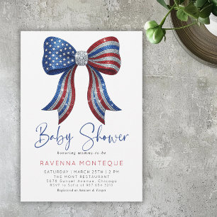 Amerikanischer patriotischer Schleifen-Babyshower Einladung
