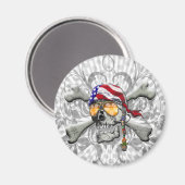 Amerikanischer Piratenschädel und Kreuzknochen Magnet (Vorderseite/Rückseite)