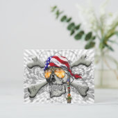 Amerikanischer Piratenschädel und Kreuzknochen Postkarte (Stehend Vorderseite)