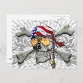 Amerikanischer Piratenschädel und Kreuzknochen Postkarte (Vorne/Hinten)