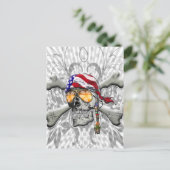 Amerikanischer Piratenschädel und Kreuzknochen Postkarte (Stehend Vorderseite)