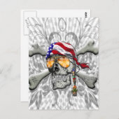 Amerikanischer Piratenschädel und Kreuzknochen Postkarte (Vorne/Hinten)