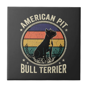 Amerikanischer Pit Bull Terrier Hund Vintage Sonne Fliese