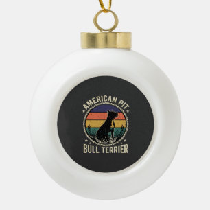 Amerikanischer Pit Bull Terrier Hund Vintage Sonne Keramik Kugel-Ornament