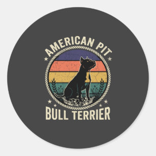 Amerikanischer Pit Bull Terrier Hund Vintage Sonne Runder Aufkleber