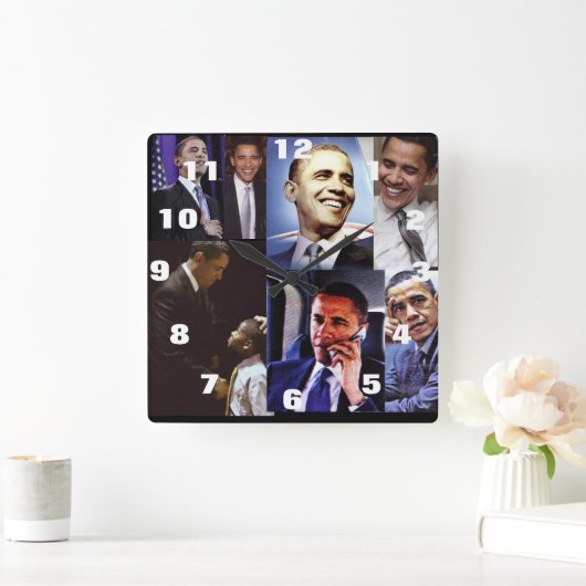 AMERIKANISCHER PRÄSIDENT BARACK OBAMA QUADRATISCHE WANDUHR (Zuhause)