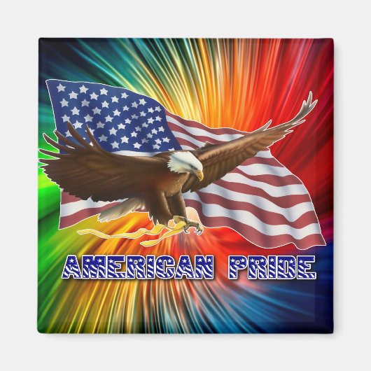 AMERIKANISCHER PRIDE EAGFL UND FLAG MAGNET (Vorne)
