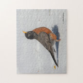 Amerikanischer Robin im Schnee Puzzle (Vertikal)