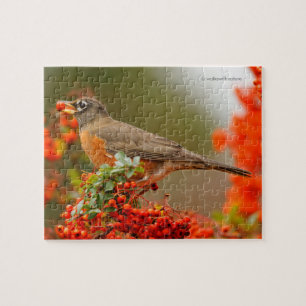 Amerikanischer Robin mit Pyracantha Pomme Puzzle
