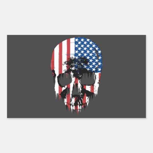 Amerikanischer Schädel Rechteckiger Aufkleber (Vorderseite)