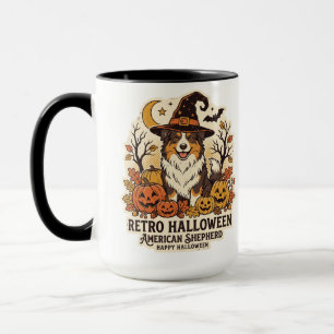 Amerikanischer Schäferhund Halloween Retro Hundeli Tasse