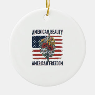Amerikanischer Schönheitsfreiheit Blumenflagge Keramik Ornament