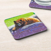 Amerikanischer Schwarzbär an der Erholung Abstrakt Untersetzer (Linke Seite)