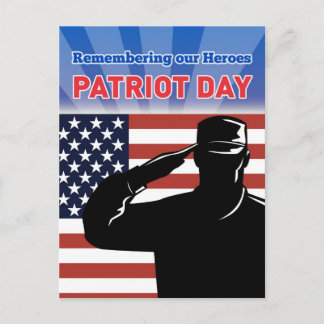 Amerikanischer Soldat salute Fahne Patriot Tag Postkarte