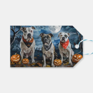 Amerikanischer Staffordshire Halloween Grusel  Geschenkanhänger