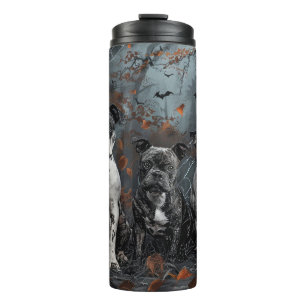 Amerikanischer Staffordshire Halloween Nacht Hund Thermosbecher