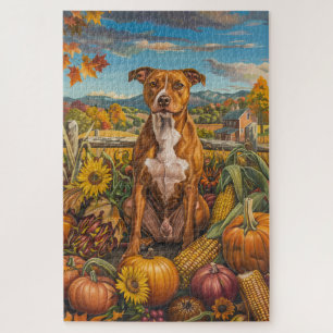 Amerikanischer Staffordshire Herbsternte Thanksgiv Puzzle