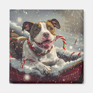 Amerikanischer Staffordshire-Hund Weihnachtsfest Magnet