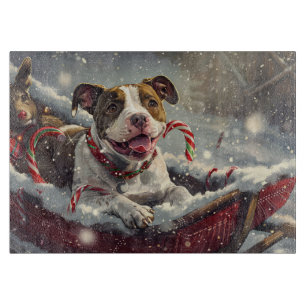 Amerikanischer Staffordshire-Hund Weihnachtsfest Schneidebrett