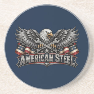 Amerikanischer Stahl Adler und Schraubenschlüssel  Getränkeuntersetzer