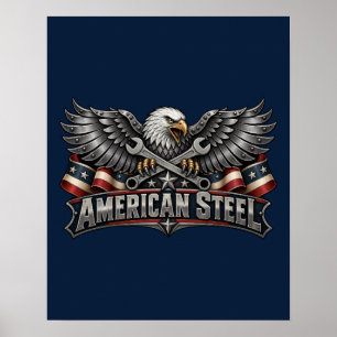 Amerikanischer Stahl Adler und Schraubenschlüssel  Poster