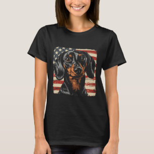 Amerikanischer Sternestreifen 4. Juli Dachshund Hu T-Shirt