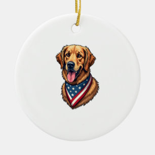 Amerikanischer Stolz Golden Retriever Vintage-Shir Keramik Ornament