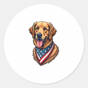 Amerikanischer Stolz Golden Retriever Vintage-Shir Runder Aufkleber