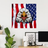 "Amerikanischer Stolz: Majestic Eagle with Patriot Poster (Heimbüro)