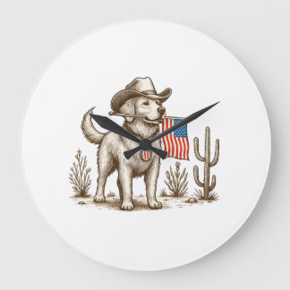 Amerikanischer Stolz Pooch Patriotischer Hund Große Wanduhr