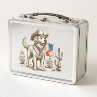 Amerikanischer Stolz Pooch Patriotischer Hund Metall Brotdose