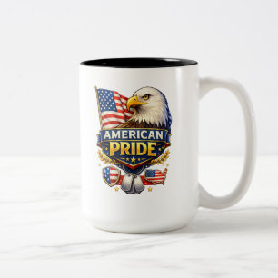 Amerikanischer Stolz – Weißkopfseeadler & USA-Flag Zweifarbige Tasse