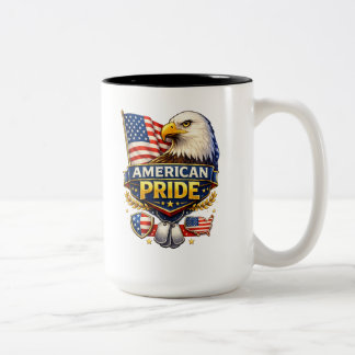 Amerikanischer Stolz – Weißkopfseeadler & USA-Flag Zweifarbige Tasse