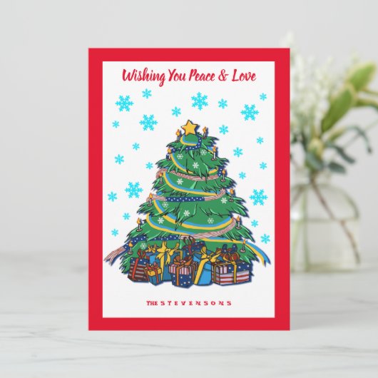 Amerikanischer ukrainischer Weihnachtsbaum Feiertagskarte (Stehend Vorderseite)