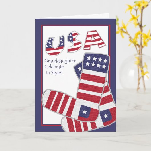 Amerikanischer Unabhängigkeitstag für Enkelin, Karte (Gelbe Blume)