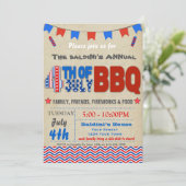 Amerikanischer Unabhängigkeitstag GRILLEN Einladung (Stehend Vorderseite)