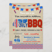 Amerikanischer Unabhängigkeitstag GRILLEN Einladung (Vorne/Hinten)